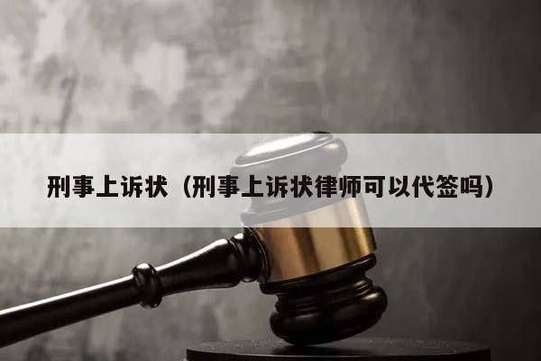 刑事上诉状（刑事上诉状律师可以代签吗）