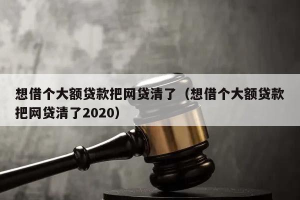 想借个大额贷款把网贷清了（想借个大额贷款把网贷清了2020）