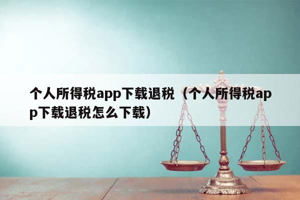 个人所得税app下载退税（个人所得税app下载退税怎么下载）