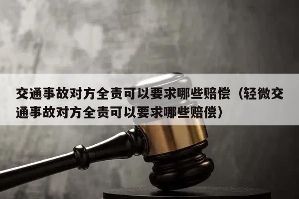 交通事故对方全责可以要求哪些赔偿（轻微交通事故对方全责可以要求哪些赔偿）