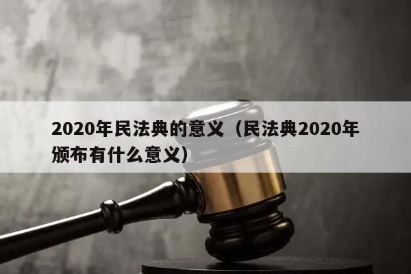 2020年民法典的意义（民法典2020年颁布有什么意义）