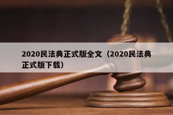 2020民法典正式版全文（2020民法典正式版下载）