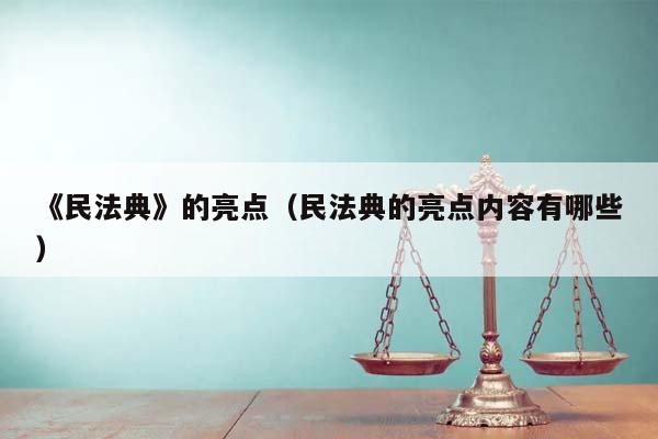 《民法典》的亮点（民法典的亮点内容有哪些）