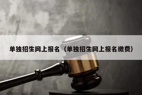 单独招生网上报名（单独招生网上报名缴费）