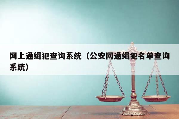 网上通缉犯查询系统（公安网通缉犯名单查询系统）