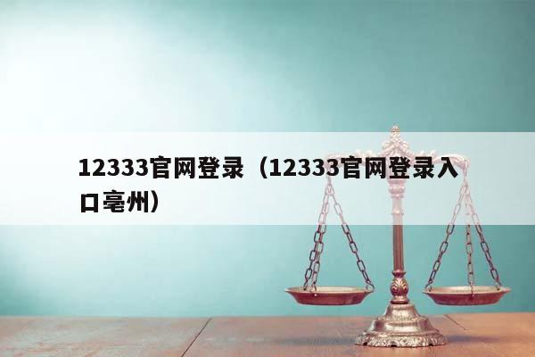 12333官网登录（12333官网登录入口亳州）