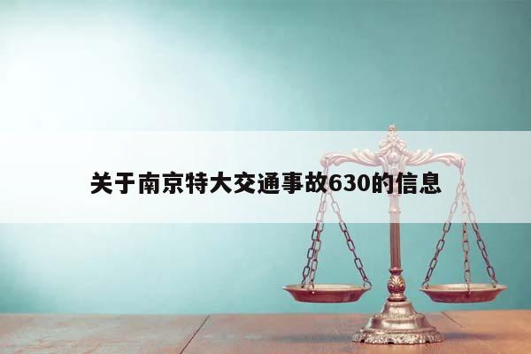 关于南京特大交通事故630的信息