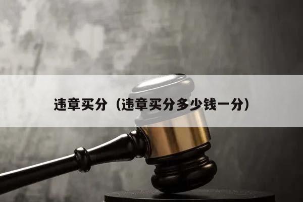 违章买分（违章买分多少钱一分）