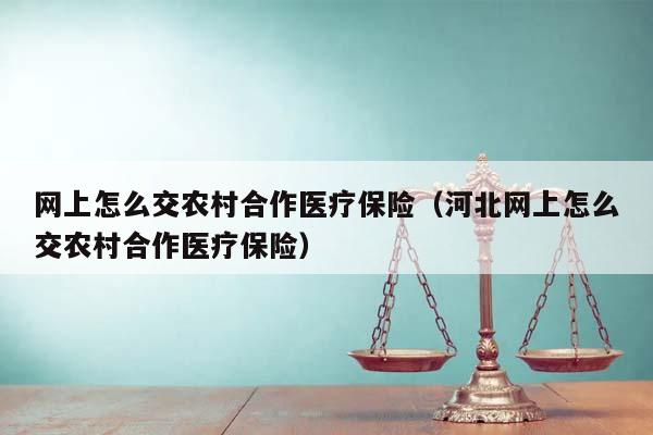 网上怎么交农村合作医疗保险（河北网上怎么交农村合作医疗保险）