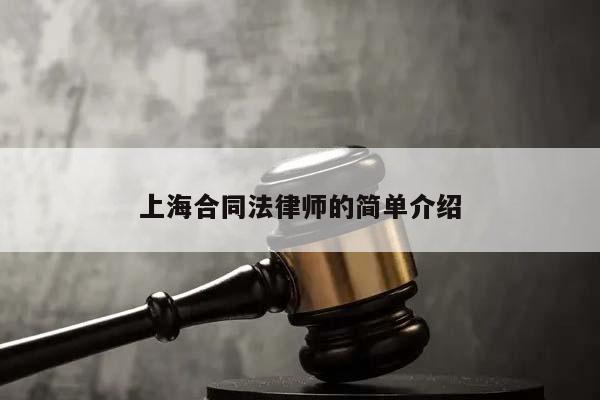 上海合同法律师的简单介绍