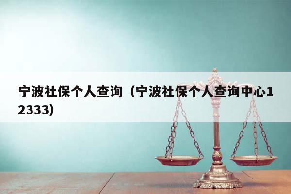 宁波社保个人查询（宁波社保个人查询中心12333）