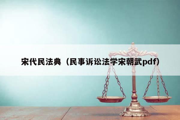 宋代民法典（民事诉讼法学宋朝武pdf）