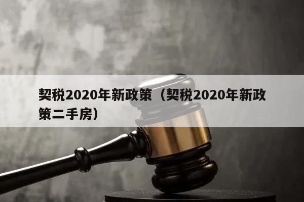 契税2020年新政策（契税2020年新政策二手房）