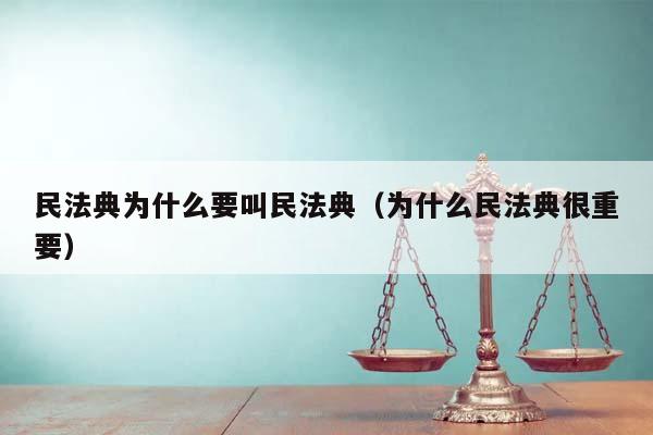 民法典为什么要叫民法典（为什么民法典很重要）