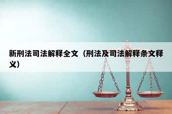 新刑法司法解释全文（刑法及司法解释条文释义）